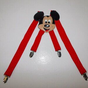 Vintage Disney Mickey Mouse Face Red Kids Childrens Adjustable Suspenders